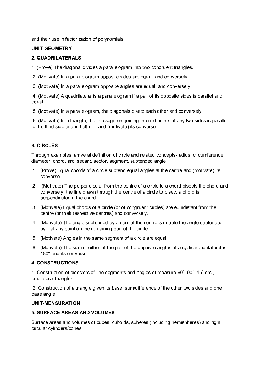 CBSE  Class-9th Syllabus Mathematics - Page 5