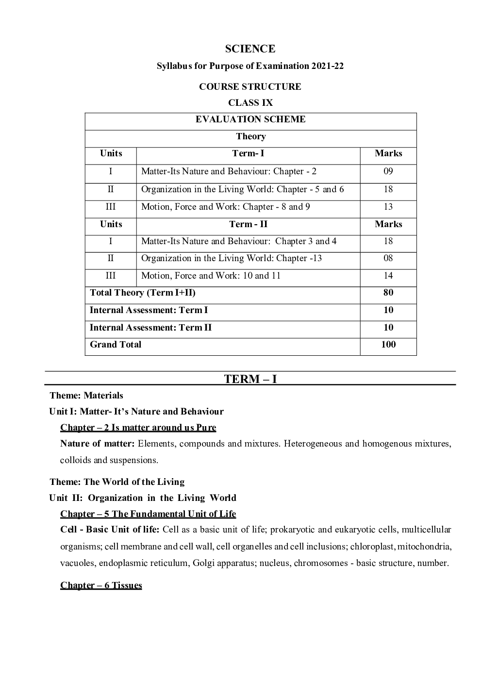 CBSE  Class-9th Syllabus Science - Page 2