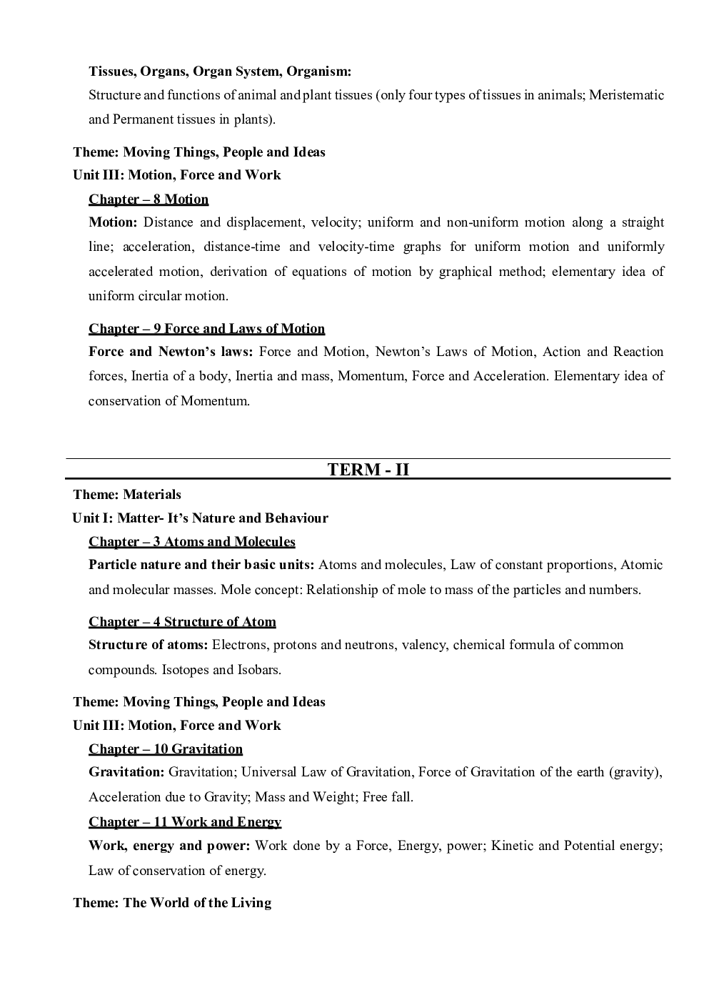 CBSE  Class-9th Syllabus Science - Page 3