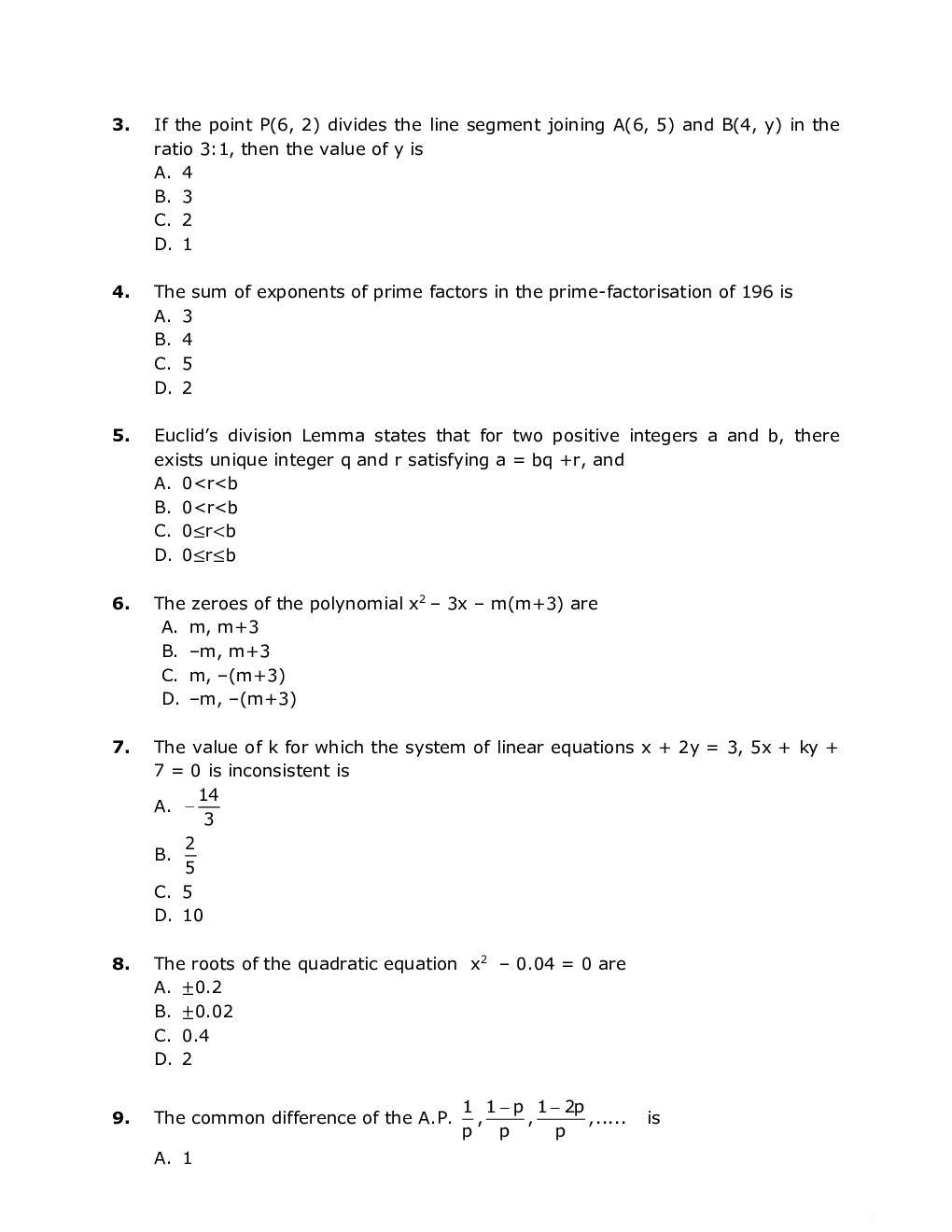 CBSE Class-10th Mathematics Question Paper With Solution-2020 - Page 3