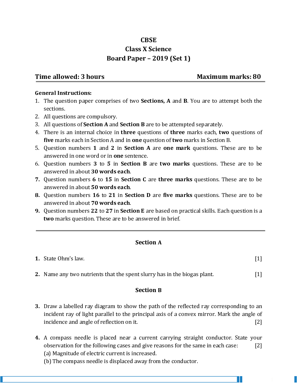 CBSE Class-10th Science Question Paper With Solution-2019 - Page 2