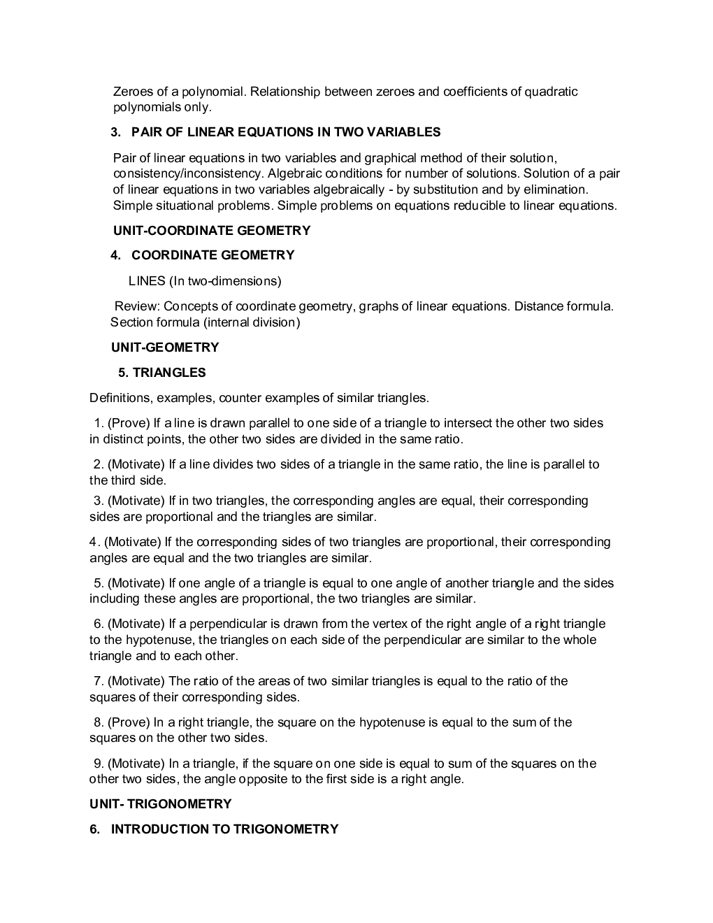 CBSE Class-10th Syllabus For Maths - Page 3