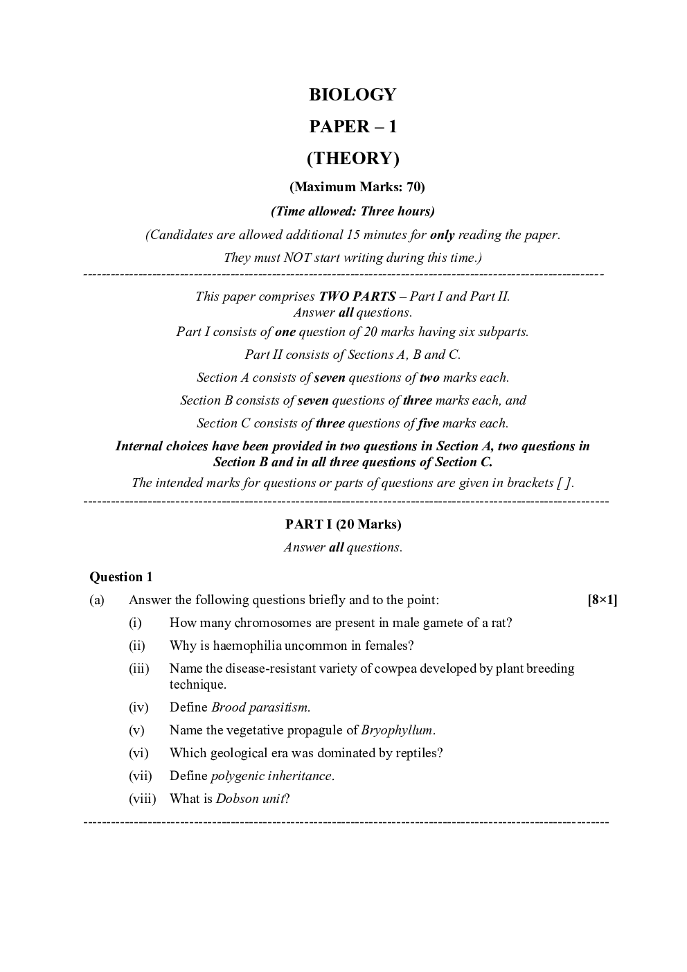 ISC Previous Year Paper Class-12 Biology Paper 1 2020 - Page 2