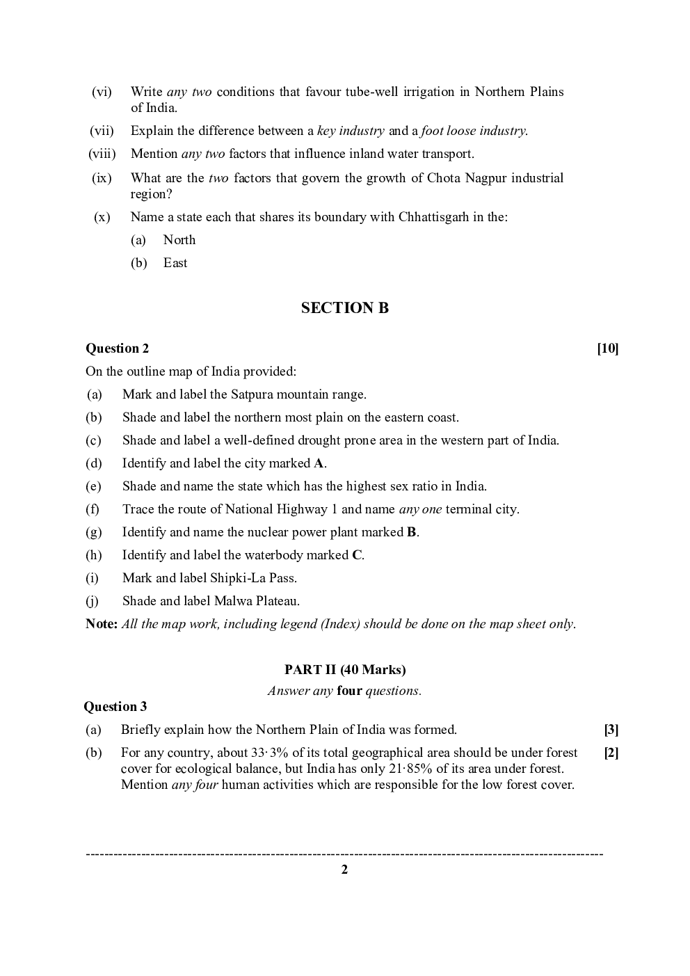 ISC Previous Year Paper Class-12 Geography 2020 - Page 3
