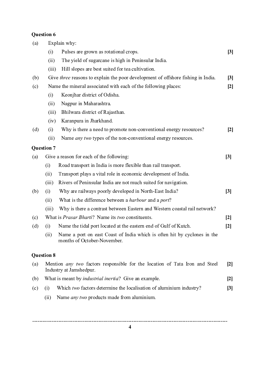 ISC Previous Year Paper Class-12 Geography 2020 - Page 5