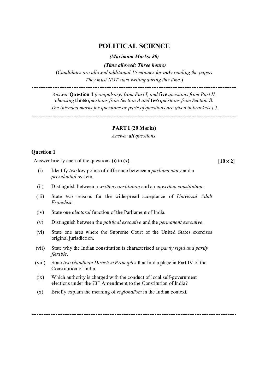 ISC Previous Year Paper Class-12 Political Science 2020 - Page 2
