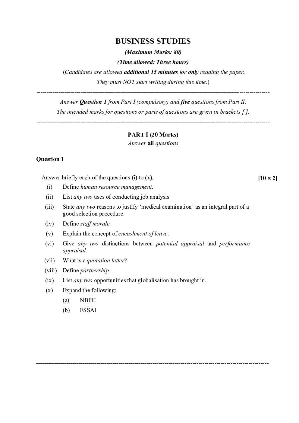 ISC Previous Year Paper Class-12 Business Studies 2020 - Page 2