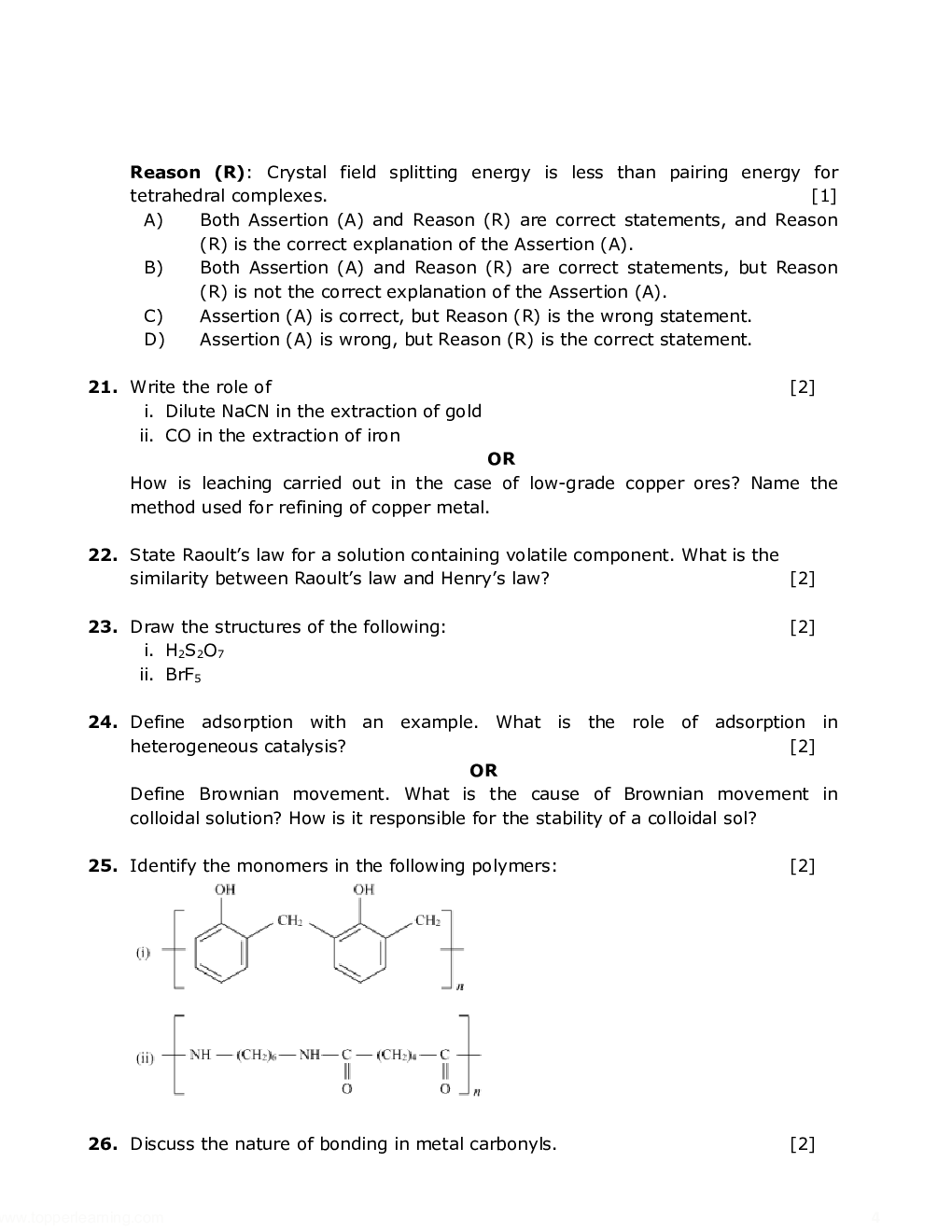 Chemistry Class-12th Question Paper With Solutions - 2020 - Page 5
