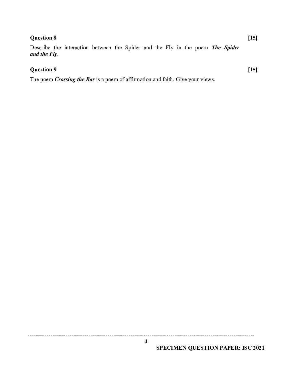 ISC Sample Paper For Class 12 English Paper 2 Literature In English 2021 - Page 5