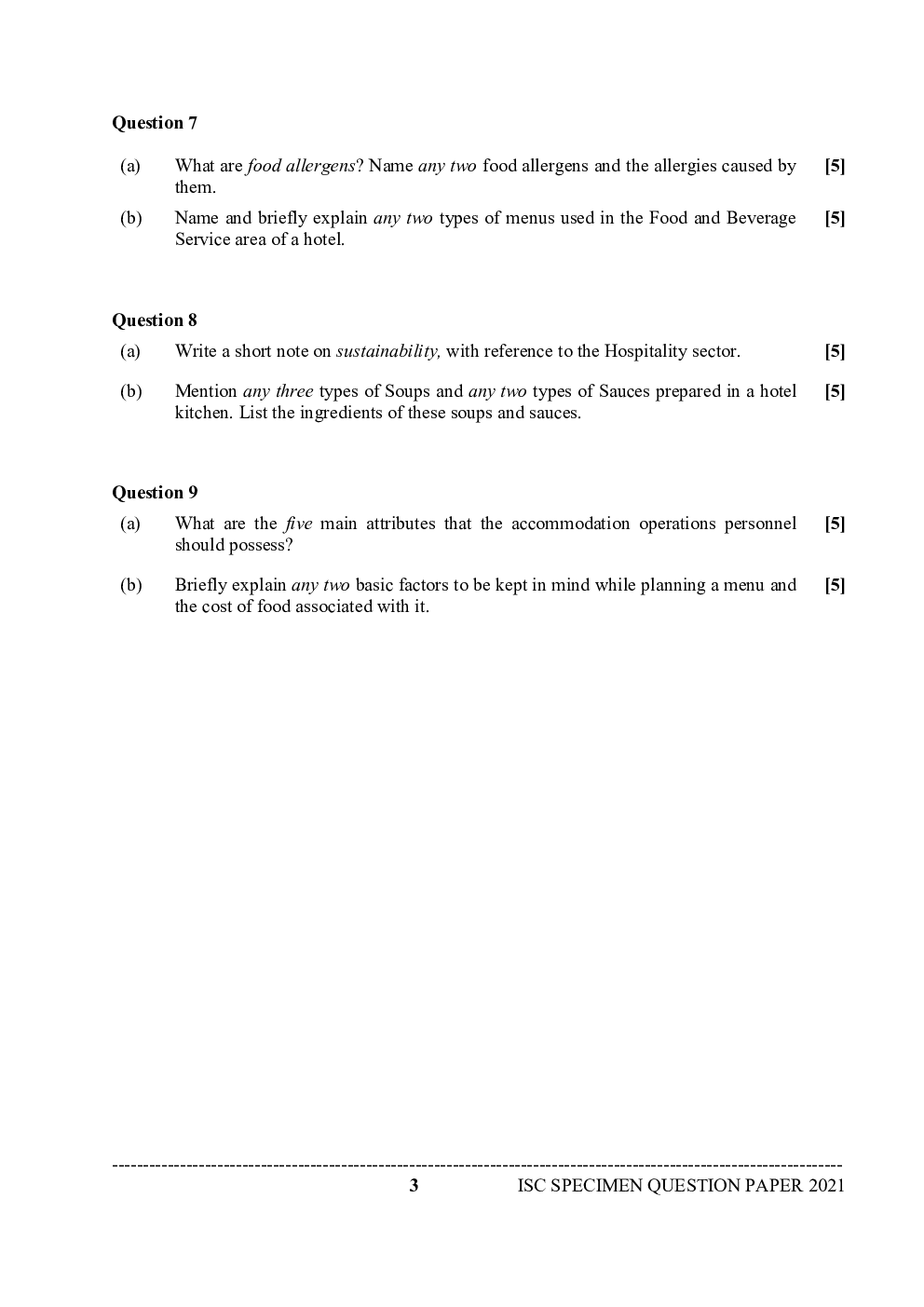 ISC Sample Paper For Class 12 Hospitality  Management 2021 - Page 4