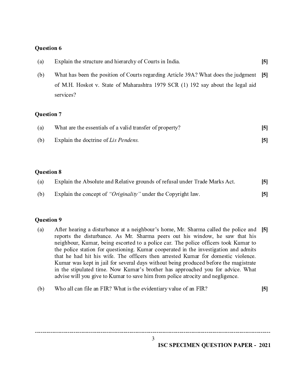 ISC Sample Paper For Class 12 Legal Studies 2021 - Page 4