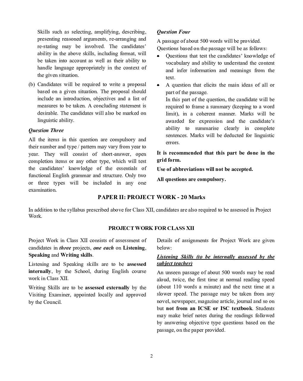 ISC Class 12 Syllabus For 2022 Examination (All Subjects) - Page 3