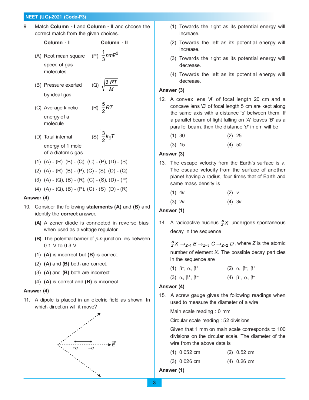NEET Previous Year Question Paper With Answer 2021 (Code P3) - Page 4