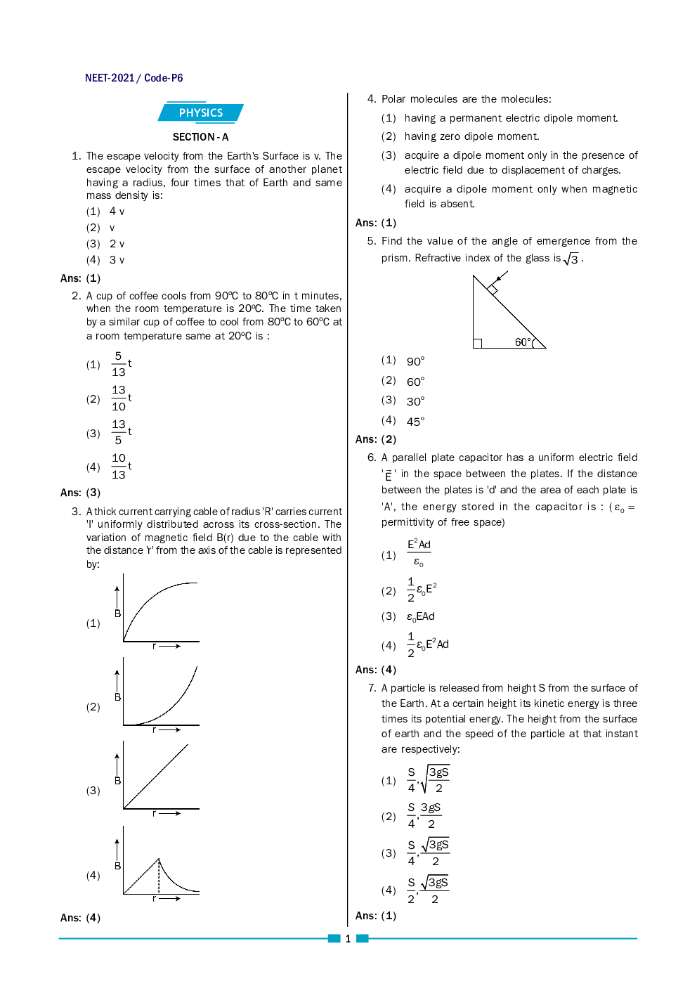 NEET Previous Year Question Paper With Answer 2021 (Code P6) - Page 3