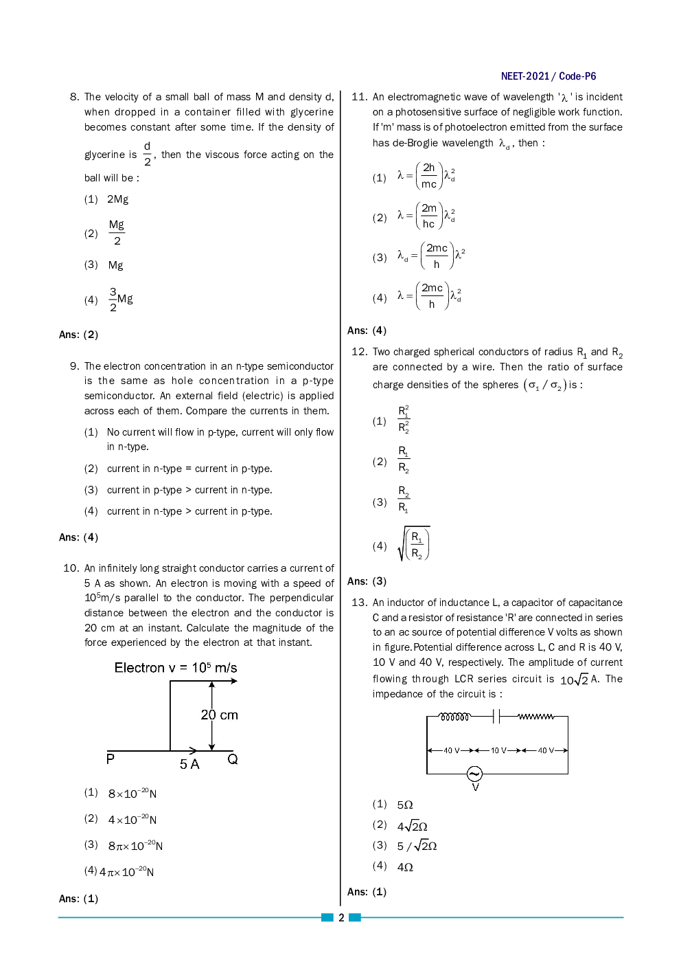 NEET Previous Year Question Paper With Answer 2021 (Code P6) - Page 4