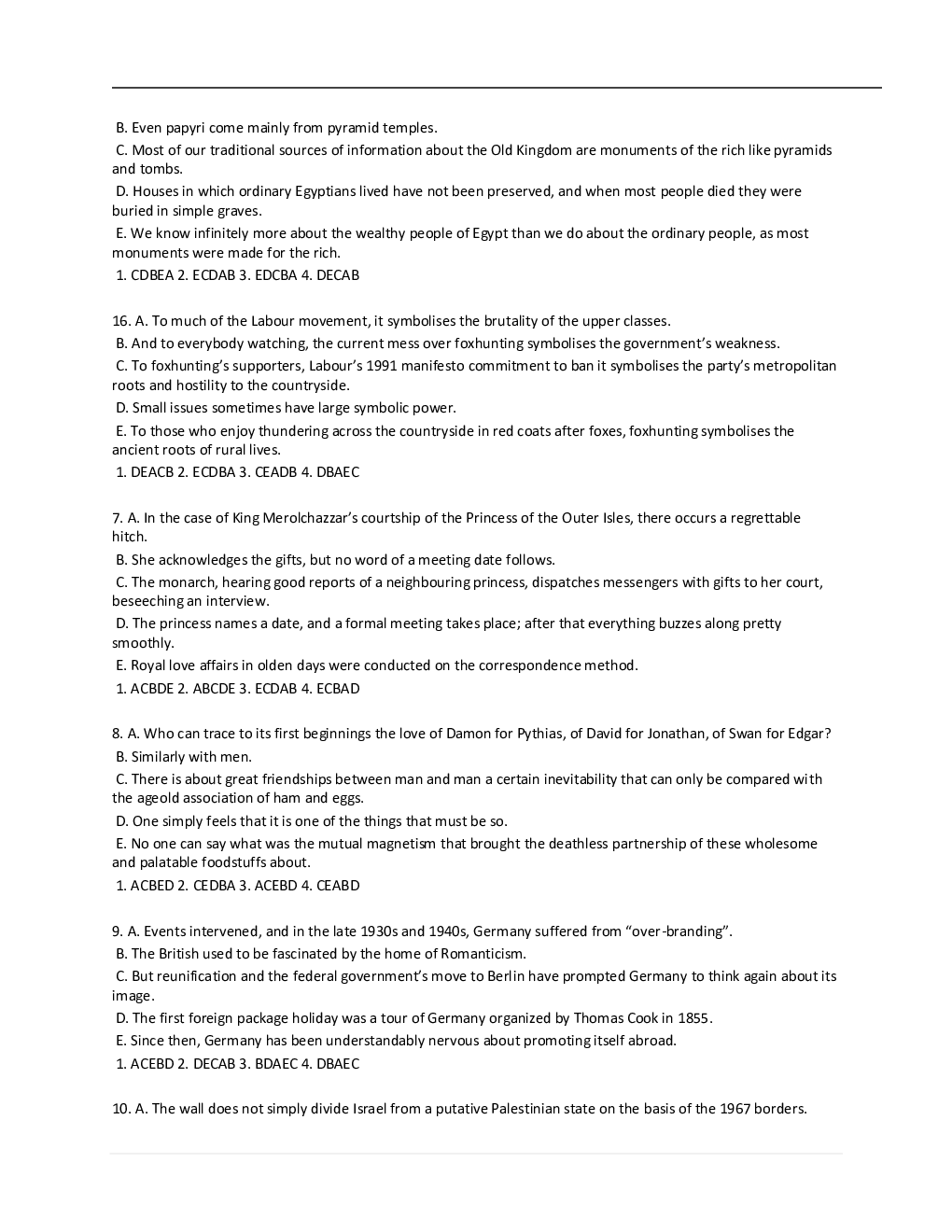 CAT Verbal Reasoning Jumbled-Paragraphs Question Bank - Page 4