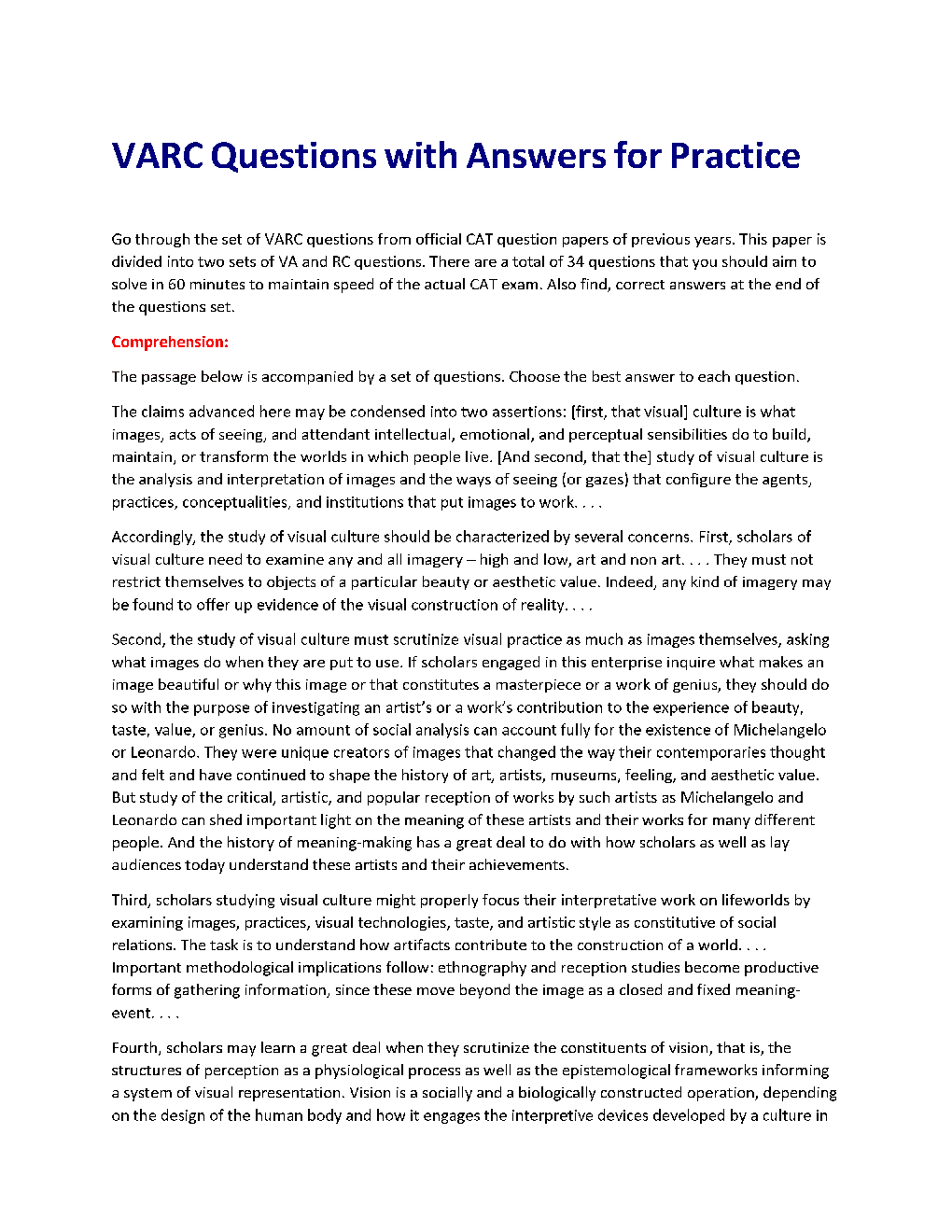 CAT Verbal Ability Practice Paper - Page 2