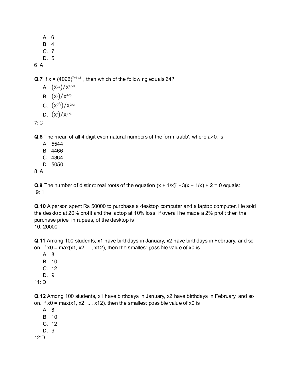 CAT Quantitative Aptitude Question Paper-2020 Slot-1,2,3 - Page 3
