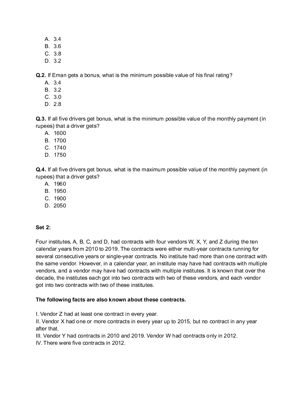 CAT Logical Reasoning And Data Interpretation Question Paper-2020 Slot-1,2,3 - Page 3