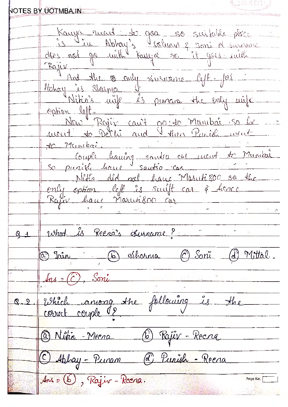 CAT Logical Reasoning And Data Interpretation Hand Written Notes - Page 4