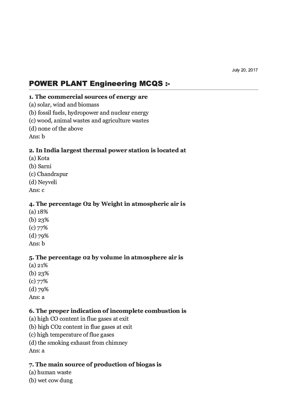Power Plant Engineering MCQs - Page 2