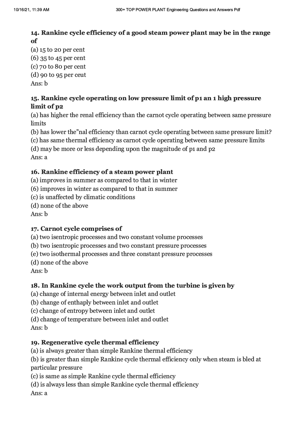 Power Plant Engineering MCQs - Page 4