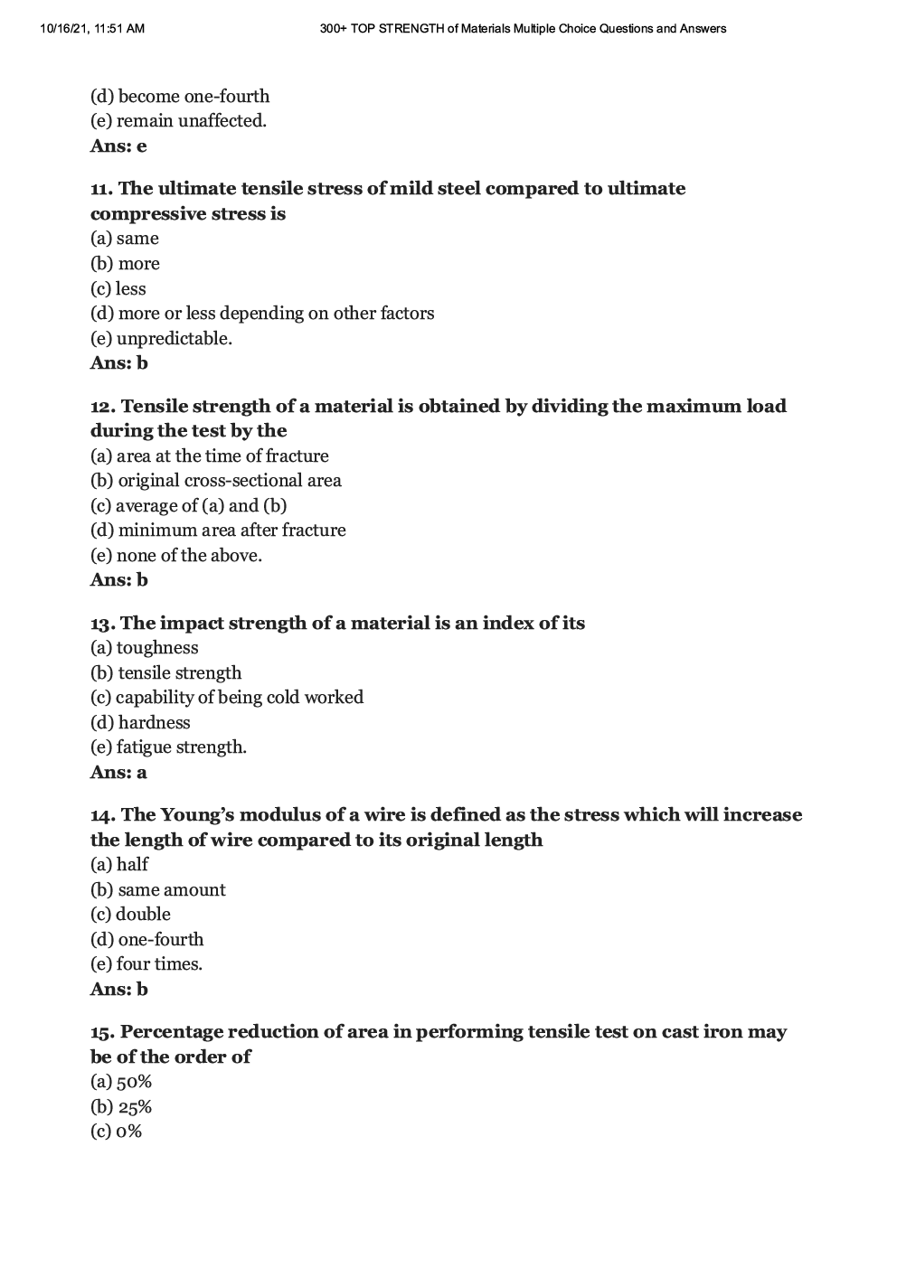 Strength Of Materials MCQs - Page 4