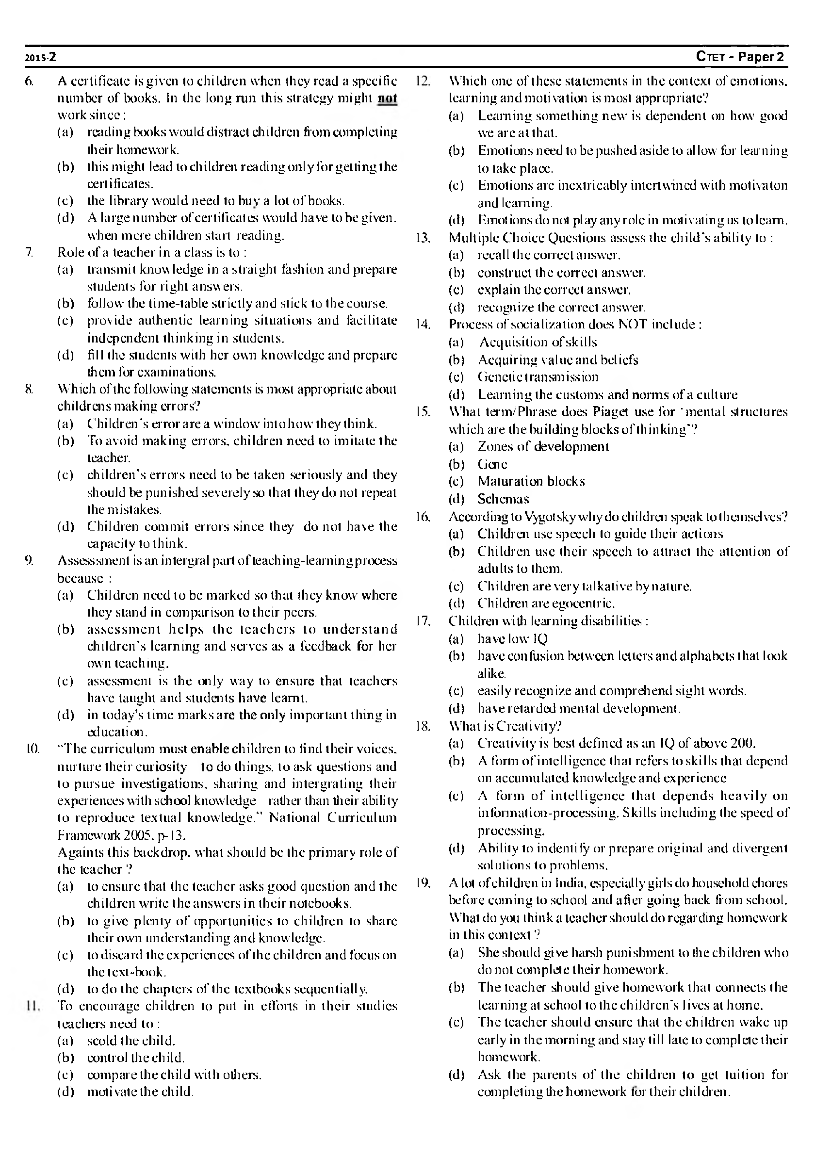 CTET Paper-II Practice Paper - Page 3