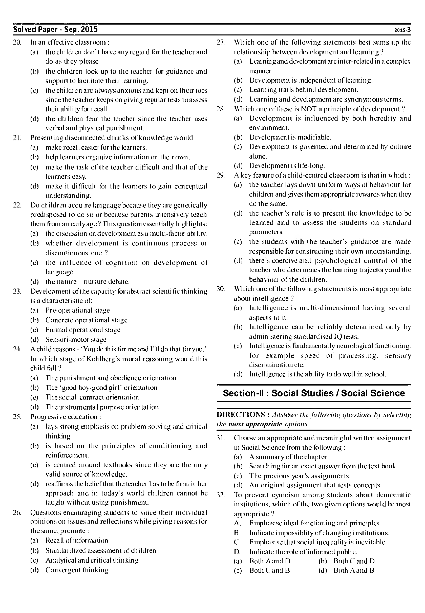 CTET Paper-II Practice Paper - Page 4