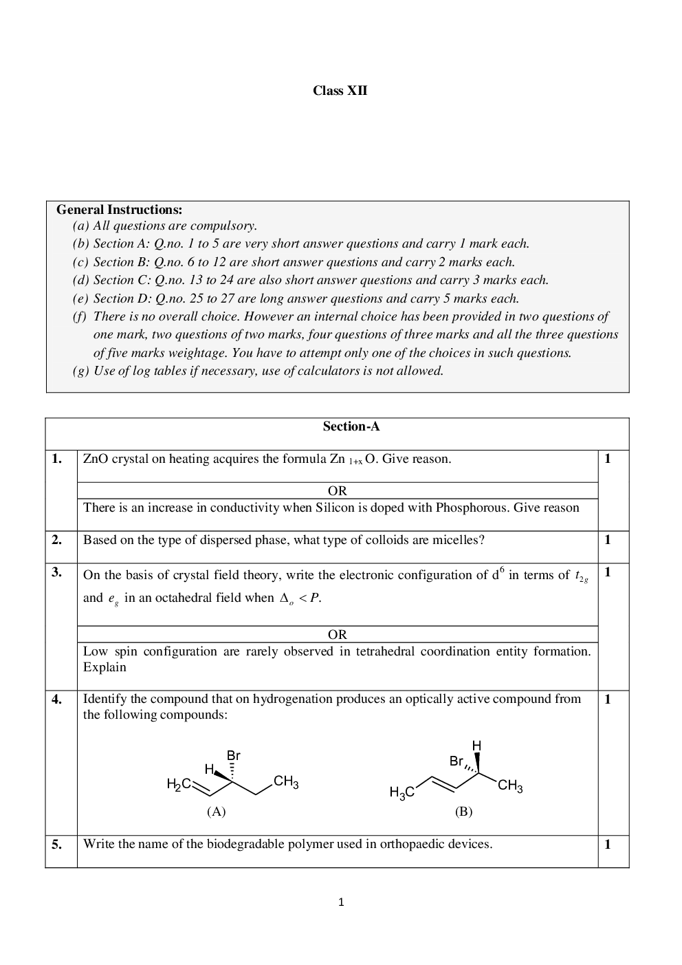 CBSE Class-12th Chemistry Term-II Sample Papers - Page 3