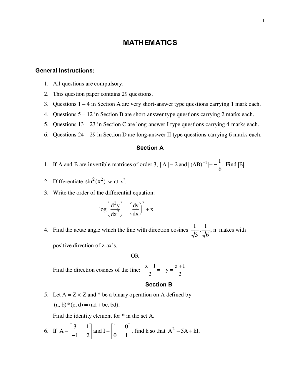 CBSE Class-12th Mathematics Term-II Sample Papers - Page 3