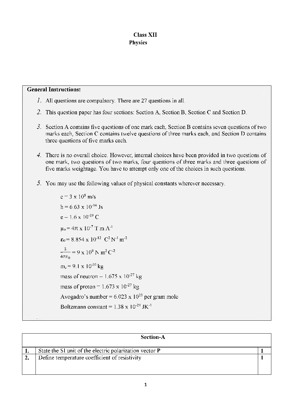 CBSE Class-12th Physics Term-II Sample Papers - Page 3