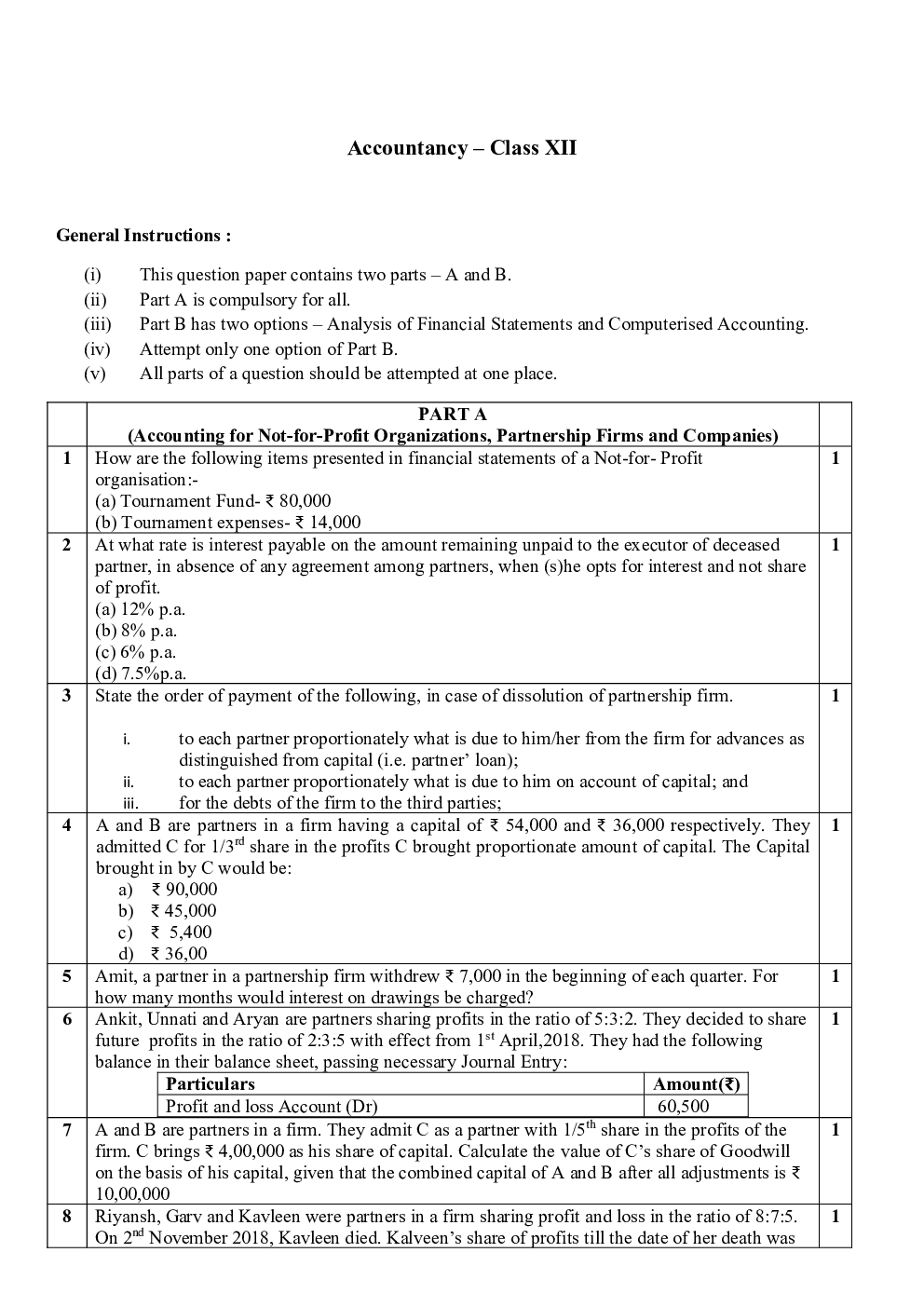 CBSE Class-12th Accountancy Term-II 6 Year Sample Papers - Page 3