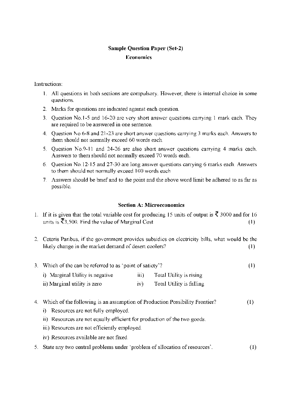CBSE Class-12th Economics Term-II 6 Year Sample Papers - Page 3