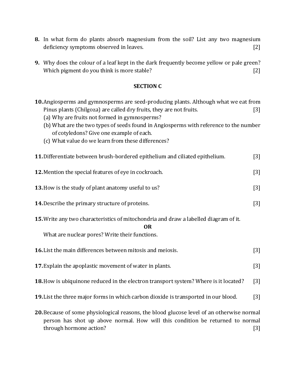 CBSE Class-11th Biology Term-II Sample Paper - Page 4