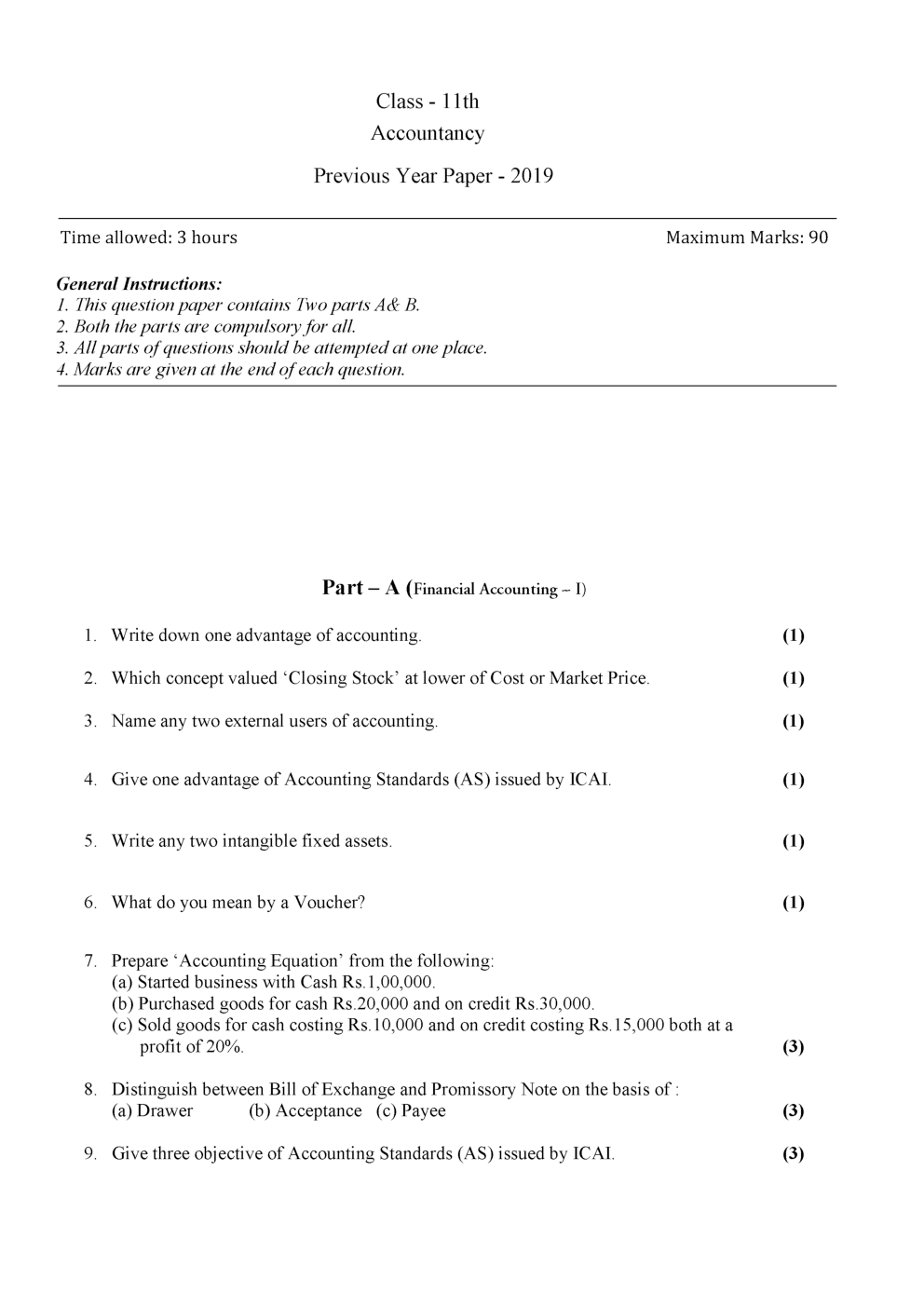 CBSE Class-11th Accountancy Previous Year Question Paper 2019-20 - Page 2