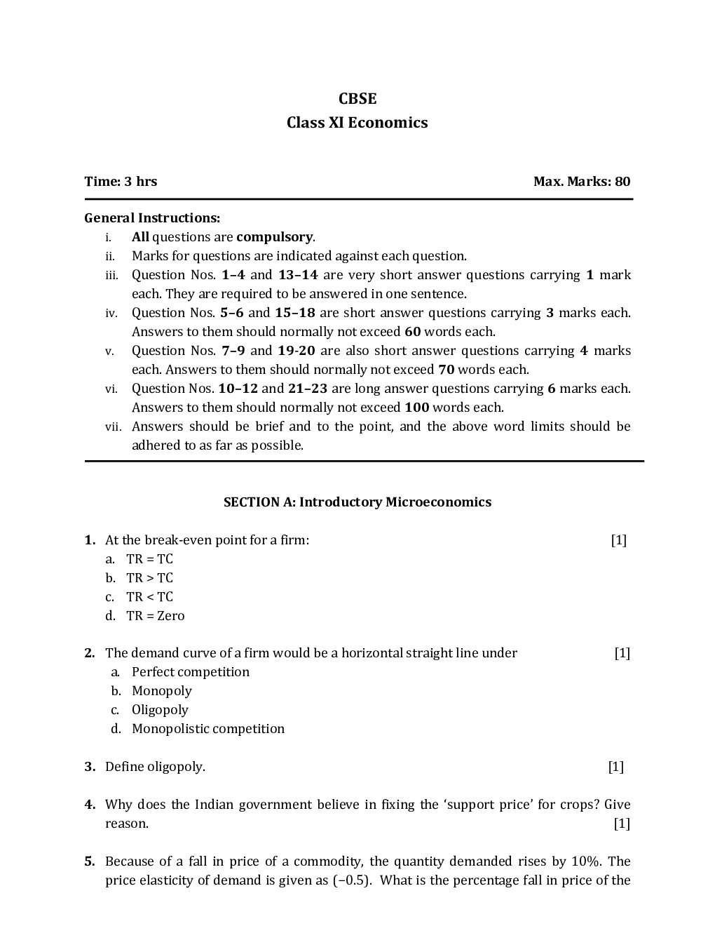 CBSE Class-11th Economics Term-II Sample Paper With Solutions - Page 3