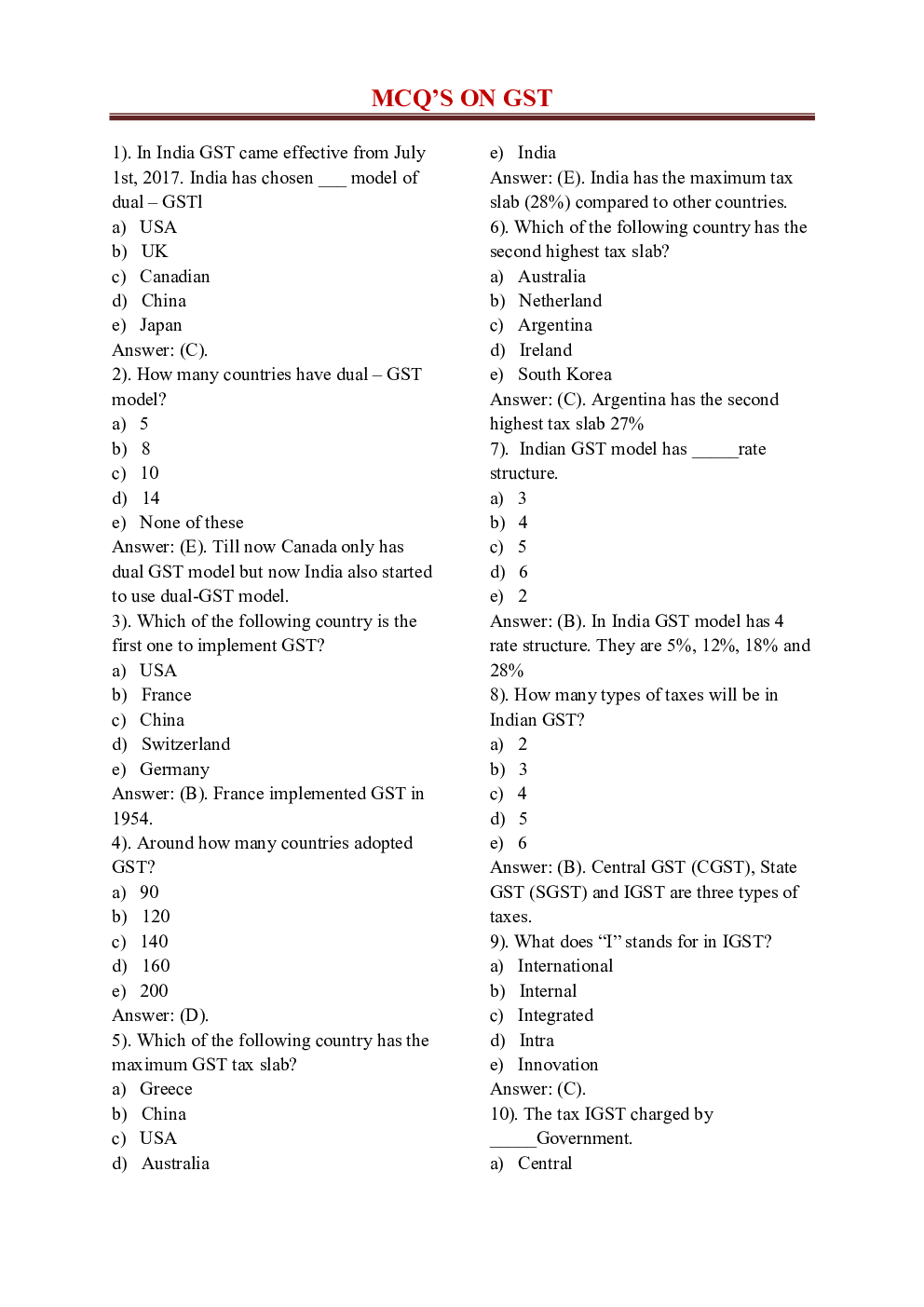 General Knowledge GST for Competitve Exam - Page 3