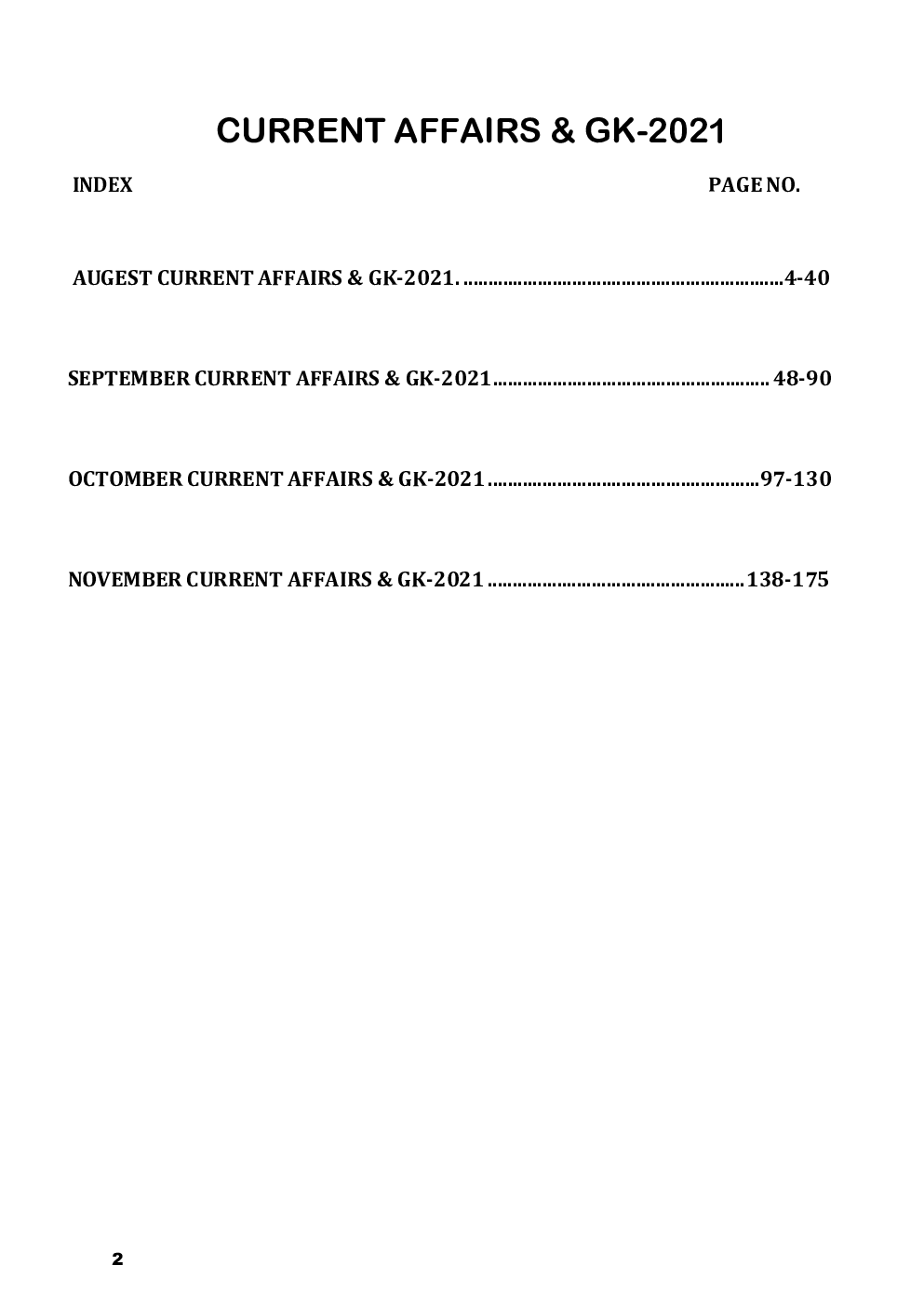 &nbsp;Current Affairs & GK For August-November 2021 - Page 2