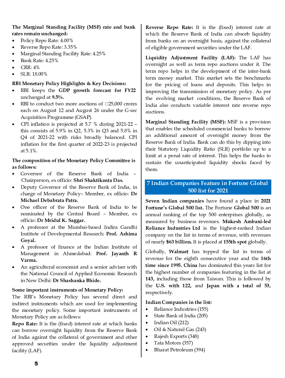 &nbsp;Current Affairs & GK For August-November 2021 - Page 5