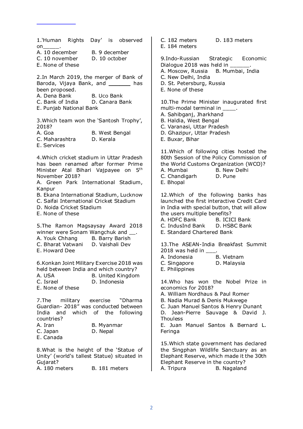 IBPS SO Mains Law Officer Previous Year Question Paper-2018 With Answer - Page 2