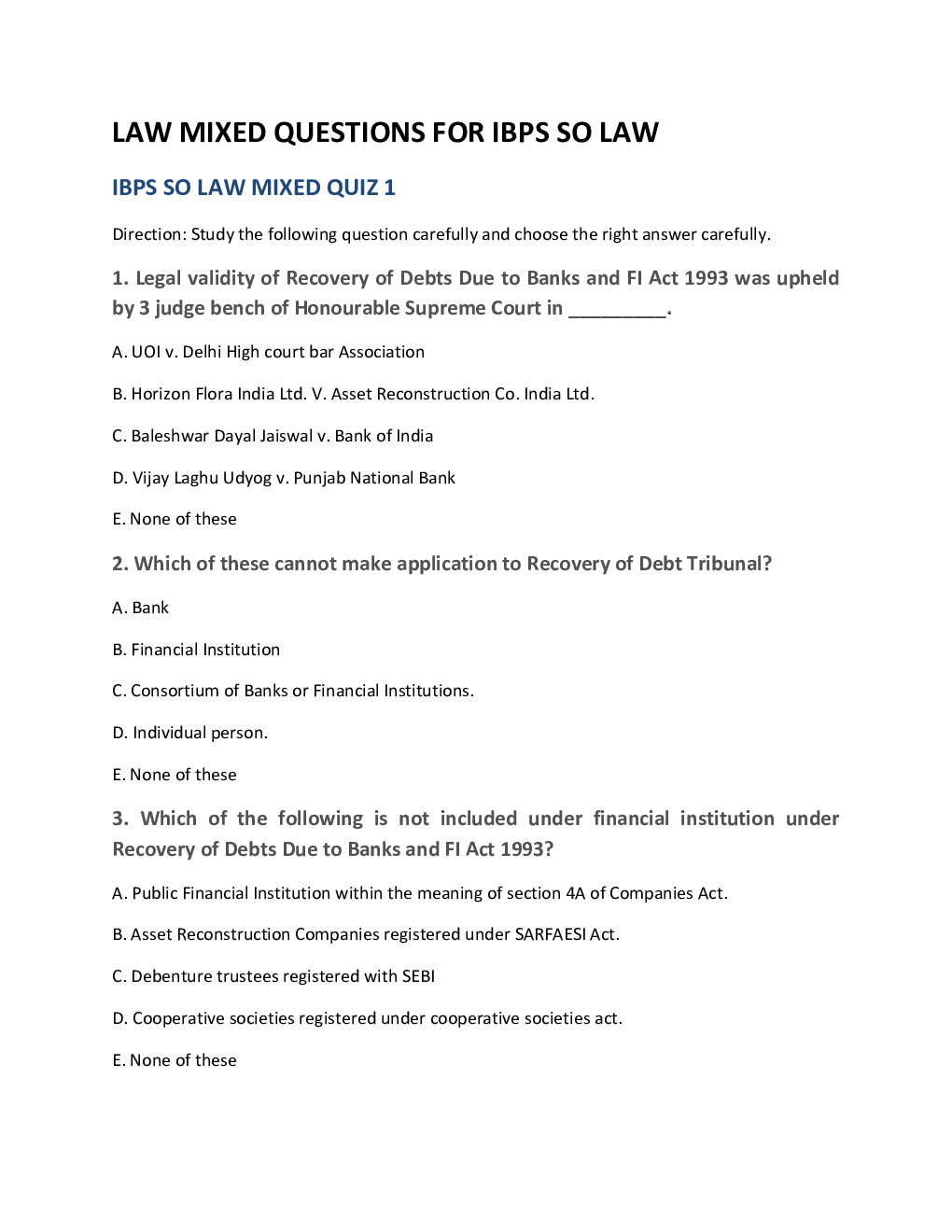 IBPS SO Mains Law Officer Previous Year Question Paper-2019 With Answer - Page 2
