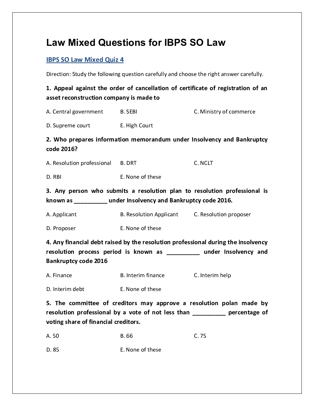 IBPS SO Mains Law Officer Previous Year Question Paper-2020 With Answer - Page 2
