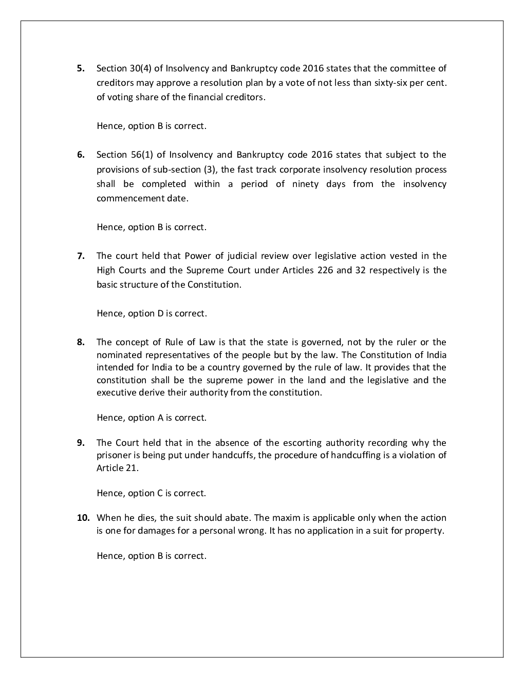 IBPS SO Mains Law Officer Previous Year Question Paper-2020 With Answer - Page 5