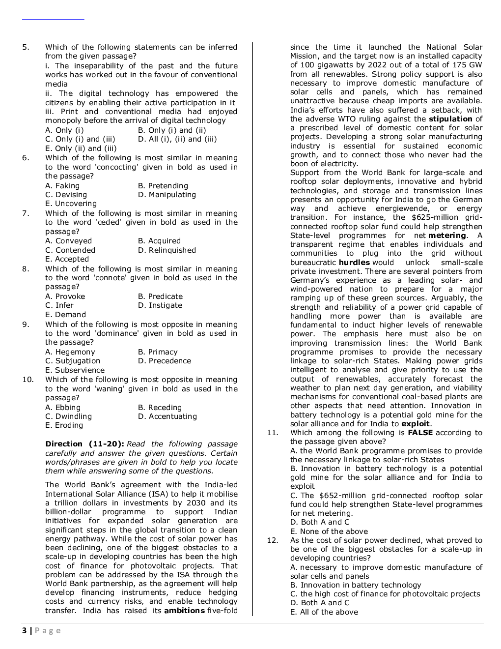 IBPS SO Mains Marketing Officer Previous Year Question Paper-2018 With Answer - Page 3