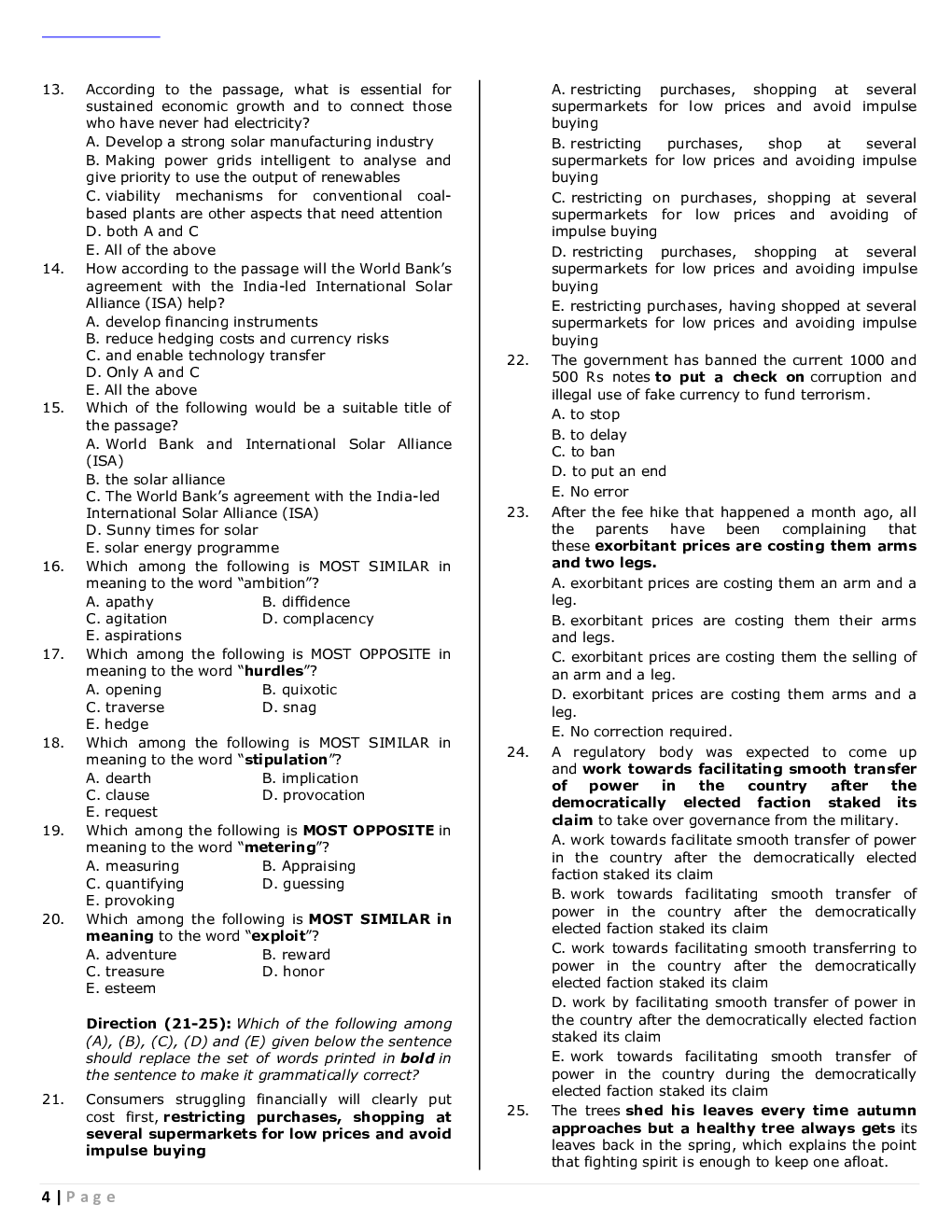 IBPS SO Mains Marketing Officer Previous Year Question Paper-2018 With Answer - Page 4