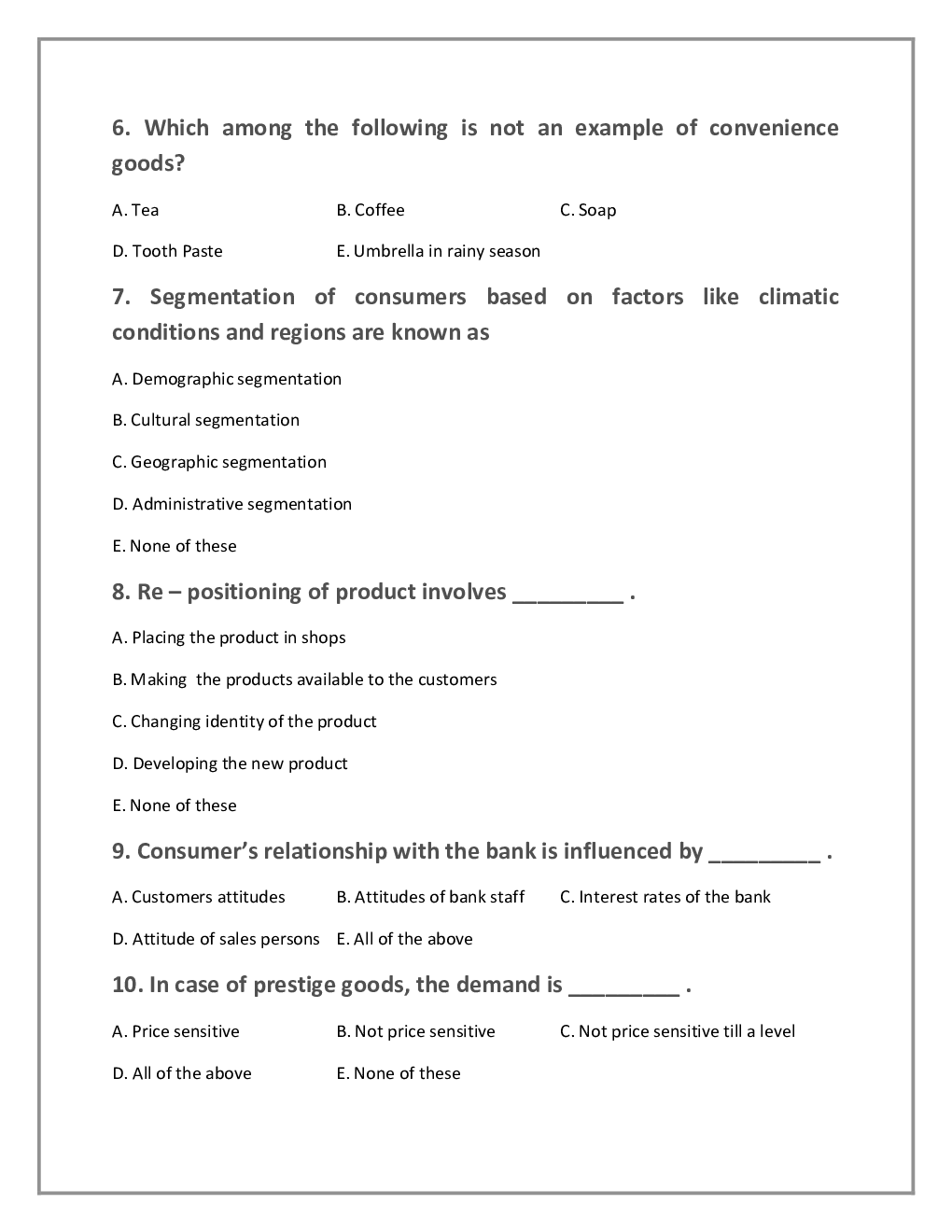 IBPS SO Mains Marketing Officer Previous Year Question Paper-2020 With Answer - Page 3