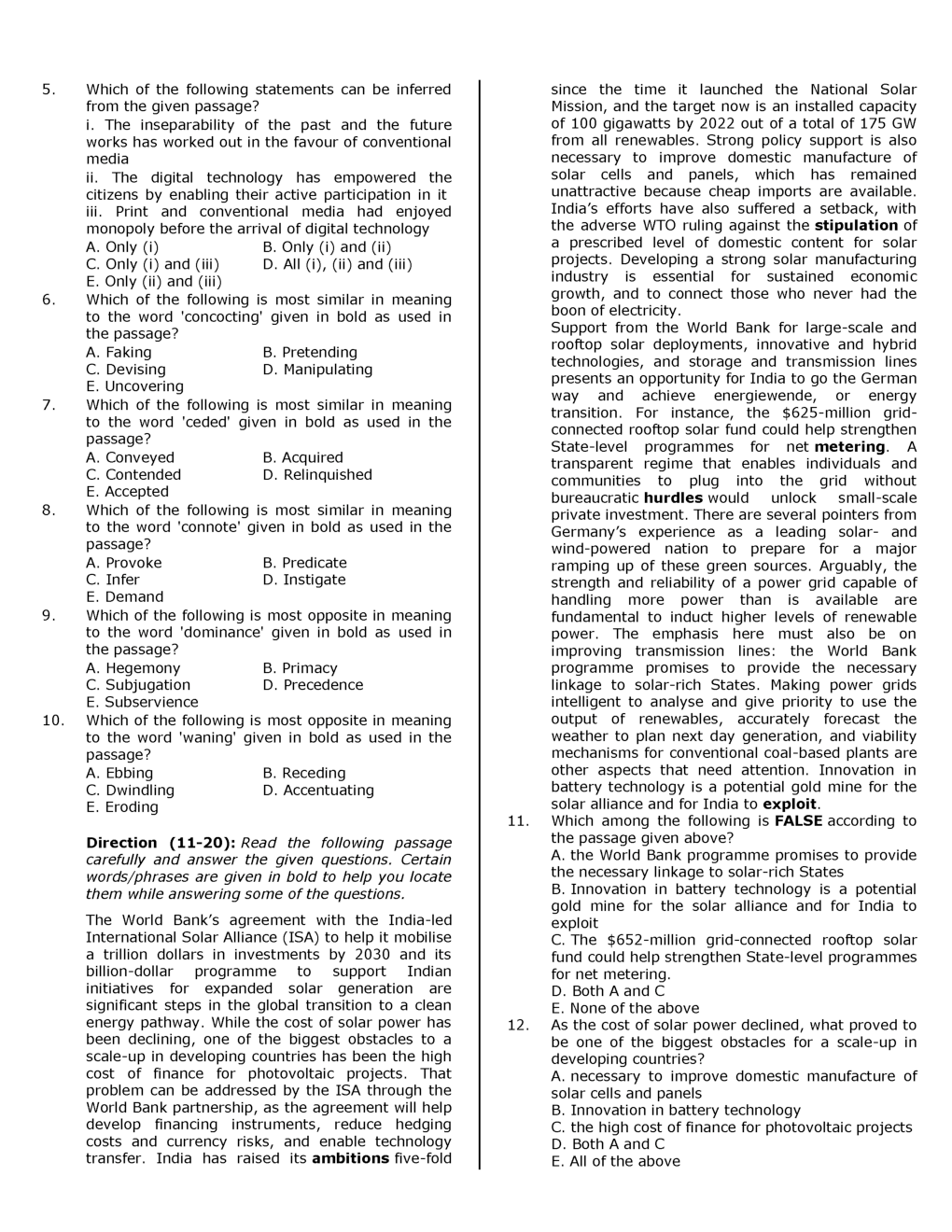 IBPS SO Mains IT Officer Previous Year Question Paper-2019 With Answer - Page 3