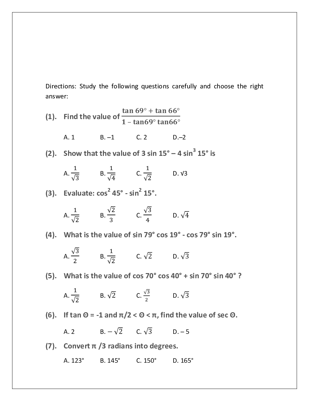 RBI Grade B Study Materials Trignometry - Page 2