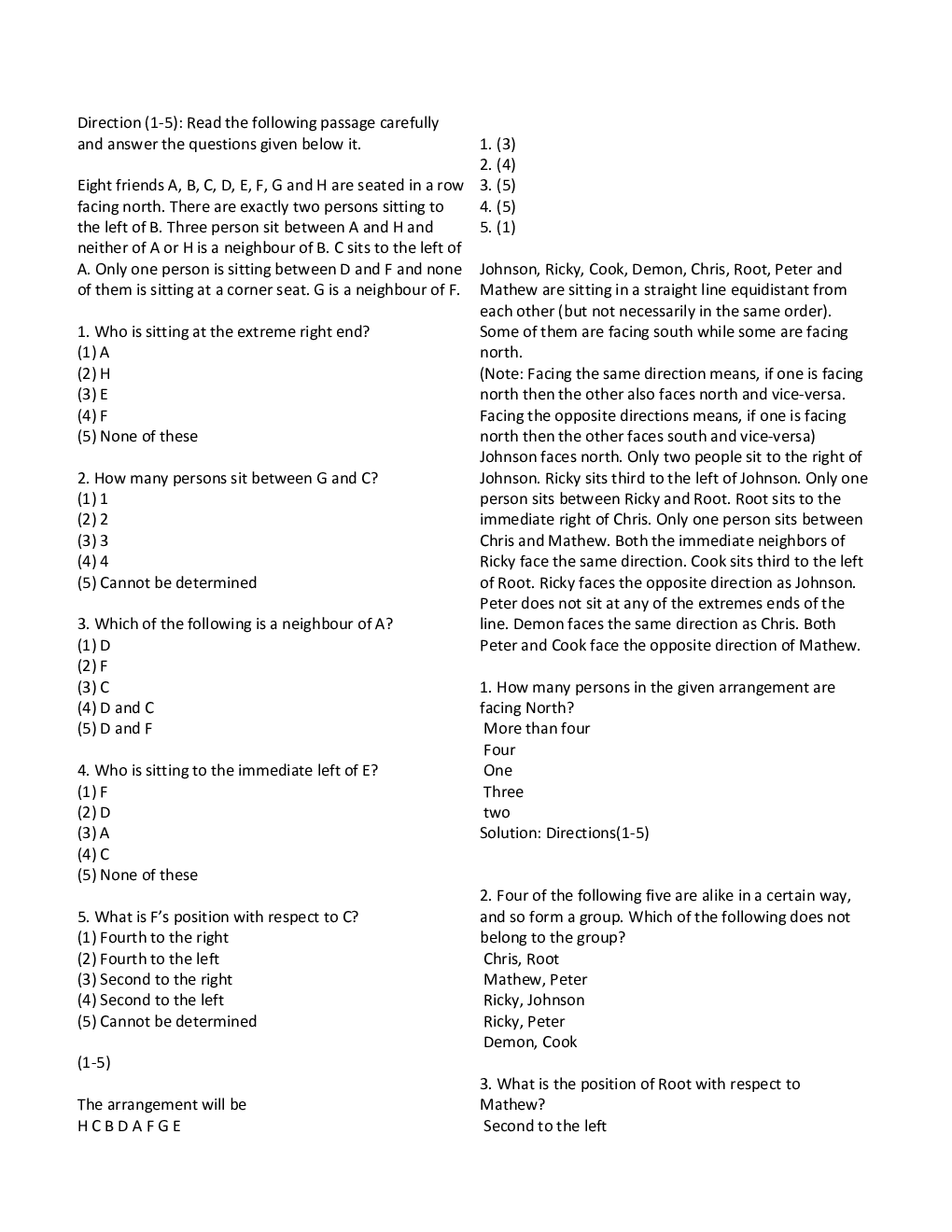 RBI Grade B Study Materials Linear Arrangement - Page 2